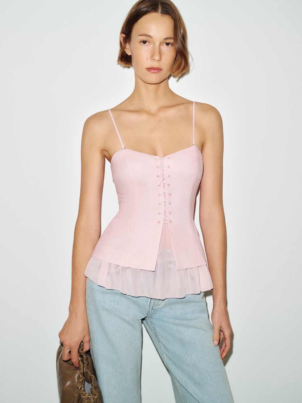 Reformation Colette Linen Top Pink - Size 6 NWT